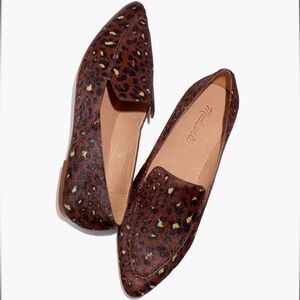 Madewell Frances Skimmer Dyed Leopard Calf Hair Brown Loafer Flats Sz 7